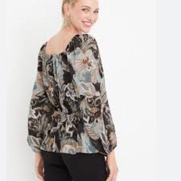 Paisley Off The Shoulder Peplum Top Plus Size - Picture 1 of 13